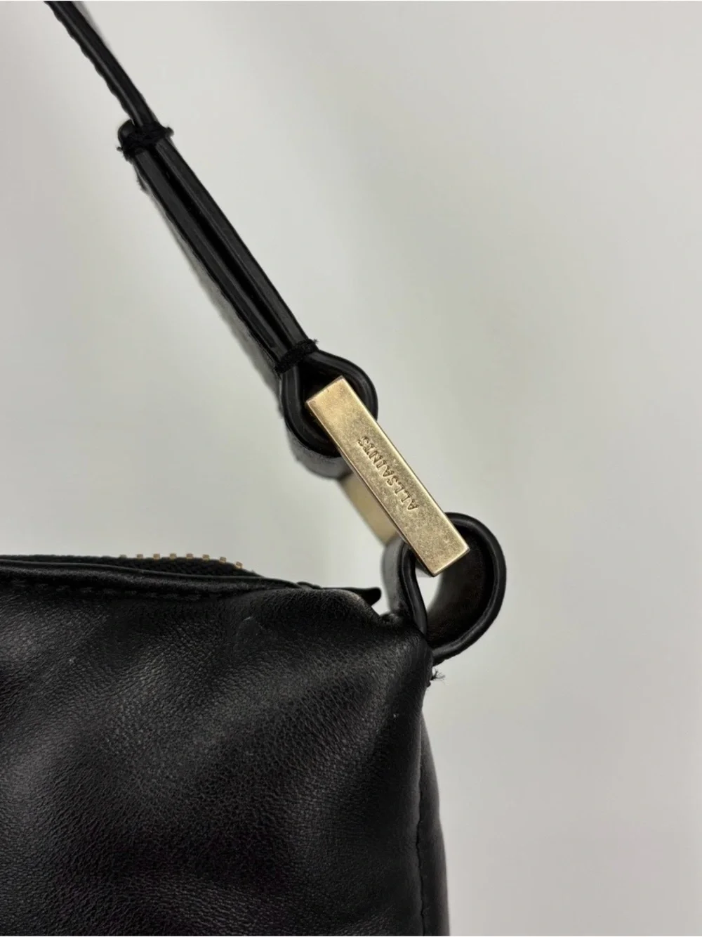 AllSaints Edbury Quilted Leather Shoulder Bag in Black